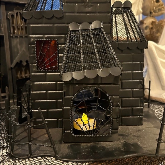 Pottery Barb Retired Spooky Halloween Haunted House Tea Light Luminary Black - Picture 3 of 14